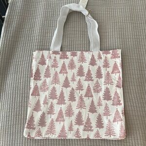 Pink and White Christmas Tree Reusable Tote Bag NWT